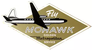 Etiqueta de equipaje Mohawk Golden Metropolitan Service NYS Regional Air Line - Imagen 1 de 3