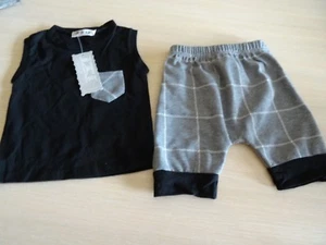 Cooles Jungen Set grau schwarz Top & Shorts Gr 74-80 (siehe Maße) Baby Set - Bild 1 von 12