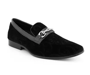 Amali Velvet Embossed Paisley Tuxedo Shoes Mens Formal Fashion Slip On Loafers - Picture 1 of 38