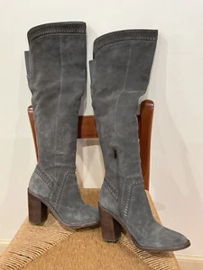 VINCE CAMUTO Madolee Over The Knee  Gray Whipstitch Heeled Boots Size 8.5 M - Picture 1 of 7