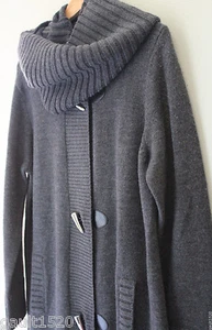 Neu mit Etikett Michael Kors Derby grau Rundhalsausschnitt Cardigan Wasserfallkragen Wollpullover XL $ 395 - Bild 1 von 12