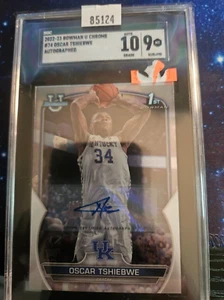 2022-23 Bowman Chrome University RC #74 Oscar Tshiebwe SGC 9 AUTO SGC 10 - Foto 1 di 2