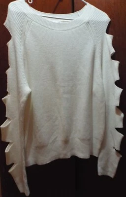 Venus Sweater NEW Long Sleeves Cutout Style White Gorgeous Women's XL - Image 1 of 4