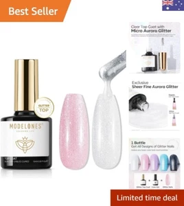 Glitter Gel Top Coat, Ultra Fine White Aurora Clear Glitter Gel Nail Polish G... - Picture 1 of 9
