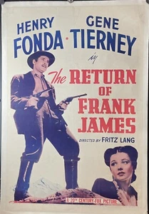 POWRÓT FRANKA JAMESA ORIG PLAKAT FILMOWY HENRY FONDA- TIERNEY R1946 LNIANY PODKŁAD - Zdjęcie 1 z 2