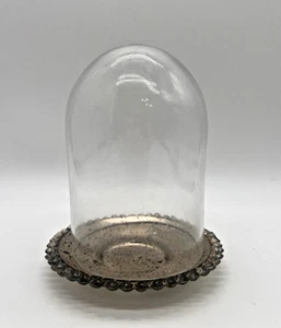 4 3/4" dia x 5 Glass Cloche Dome Bell Jar Display Metal Base, Wedding, Terrarium - Picture 1 of 1
