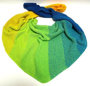 Handgestricktes Tuch Dreieckstuch Schal Handarbeit mehrfarbig Baumwolle Neu - Bild 1 von 5