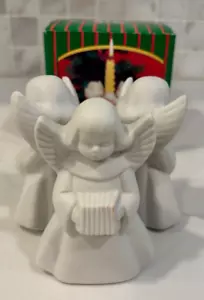 1 Angel Trio Candle Holder Centerpiece, Porcelain Bisque, Christmas Decor - Picture 1 of 6