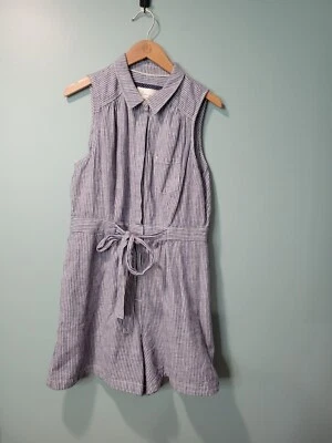 Mameluco By Anthropologie Azul Blanco Náutico Rayas Mezcla Lino Talla 12 Foto 1 de 3