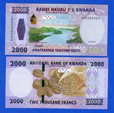 Rwanda 2,000 2000 Francs 2024 P-44 UNC Note - Roasted Coffee Beans / Lake Kivu - Image 1 of 3