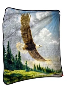 Northwest James Hautman bald eagle fleece throw blanket 58x46” - Picture 1 of 3
