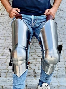 Medieval Steel Leg Armour Forged Knight Leg Set Cosplay Legs Bracers Leg Guard - Bild 1 von 5
