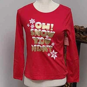 Fabkids Red "Oh Snow You Didn't " Shirt Girl size XL 14/16 - Picture 1 of 9