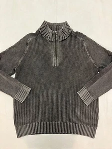 Carbon 2 Cobalt Mens XL Washed Black Seed Stitch 1/4 Zip Sweater Heavyweight EUC - Picture 1 of 13