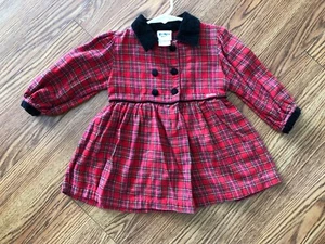 Vintage Oshkosh BGosh Toddler Girls Red Plaid Flannel dress size 2T - Picture 1 of 4