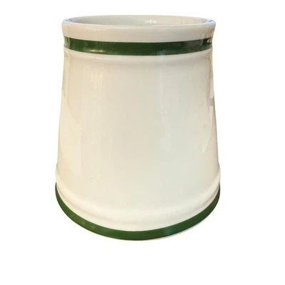 Williams Sonoma Brasserie Sugar Bowl White w/Green Bands NO LID - Image 1 of 4