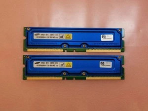 Samsung 256 MB (2x 128 MB) MR18R0828AN1-CK8 PC-800 800 MHz RDRAM RIMM ECC 2,5 V - Foto 1 di 3