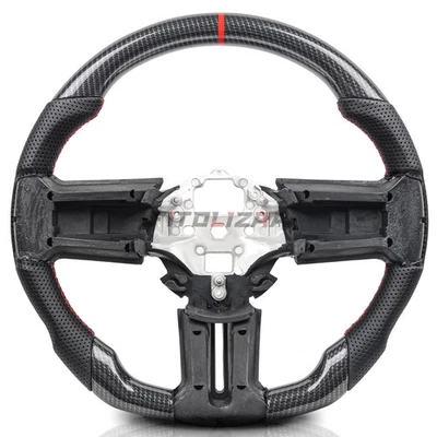 🌟Hydro Dip Carbon Fiber Steering Wheel For Ford Mustang GT Shelby GT500 2010-14 - Image 1 of 4