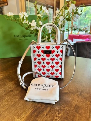 Kate Spade Manhattan Pixel Hearts Mini Tote - New with Dust Bag Saffiano Leather - Image 1 of 4