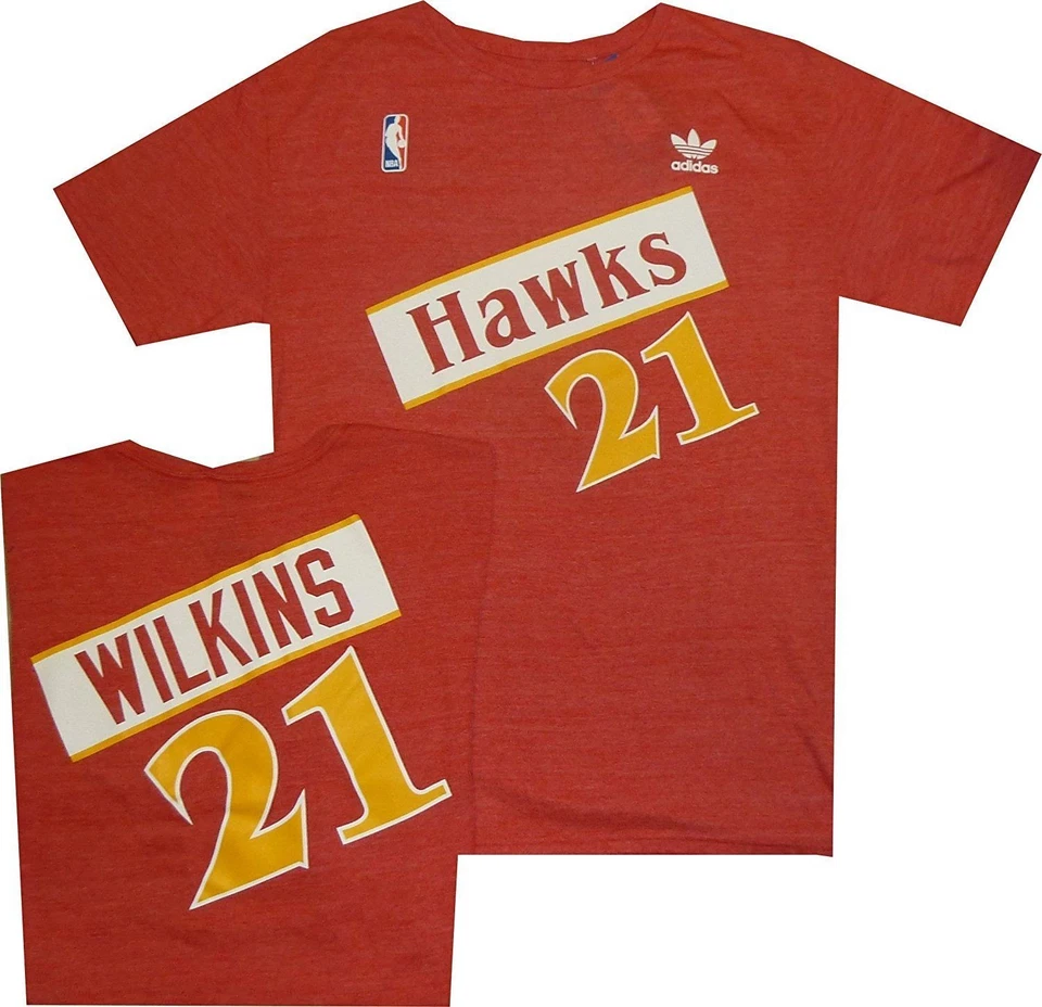 Etiquetas de camisa slim fit Atlanta Hawks Dominique Wilkins Adidas Throwback mistura tripla - Imagem 1 de 4