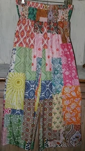 Pantalones de patchwork sintético de pierna ancha sin marca talla L XL NUEVOS SIN ETIQUETAS *W25 - Imagen 1 de 5