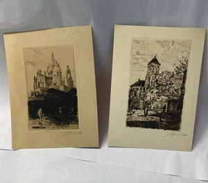 2 Ancienne gravure signée Georges Gremillet scène de Paris 2 beide SIGNIERT - Bild 1 von 11