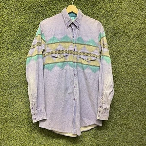Vintage Roper Western Aztec Brushhopper Button Up Shirt Mens Large Cowboy Purple - Picture 1 of 9