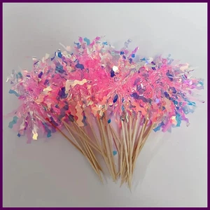 Topper per torte fiori glitterati multicolore 30 pezzi per decorazioni festa compleanno - Foto 1 di 31