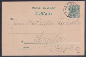 76430) WANNSEE Berlino timbro suburbano 1894 su cartolina per Sayda - Foto 1 di 2