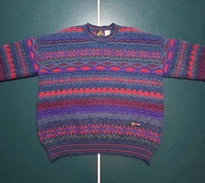 Vintage Rare Coogi Style Mohair Sweater Size Large Biggie Cosby Colorful Aztec - Image 1 of 4
