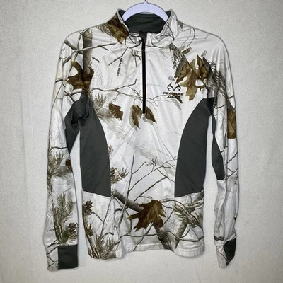 Realtree ACP Performance White Camo 1/4 Zip Pullover Sweater Womens Size Small - Image 1 of 4