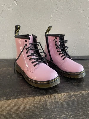 Doc Martens Kids 1460T Boots Pink Patent Leather Size 10 Youth Girl Combat - Image 1 of 4