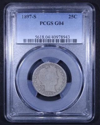 1897-S Barber Quarter - 25c PCGS G04 - Key Date! - Nice Example! - Image 1 of 4