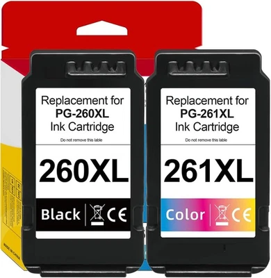 Cartuchos de tinta 2 peças PG-260XL CL-261XL para Canon PIXMA TS5300 TS6400 TR7020a - Imagem 1 de 4