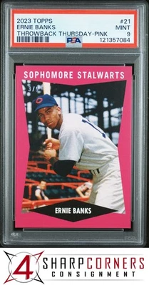 2023 TOPPS THROWBACK THURSDAY PINK #21 ERNIE BANKS HOF #/5 POP 2 PSA 9 - Image 1 of 3