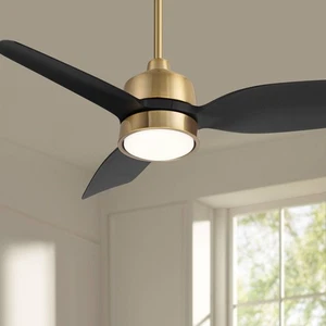 36" Casa Vieja Verdin Brass and Black LED Damp Ceiling Fan with Remote - Picture 1 of 8