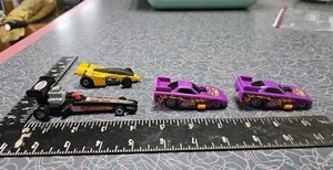 Menge (4) Vintage Racing Druckguss und Kunststoff Dragster lustiges Auto Spielzeug NHRA  - Bild 1 von 15