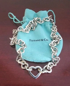Collar Tiffany & Co 2001 corazones de plata de ley 925. ITALIA. 18". 48GRS.W/BOLSA - Imagen 1 de 12
