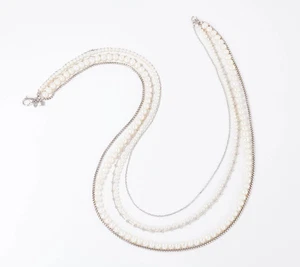 Honora Sterling Silver Multi-Strand Cultured Pearl Necklace 26" - Picture 1 of 1