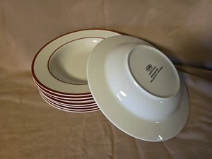 HOME weiße Suppenschüsseln 8 1/2" rote Ringe 8er Set - Bild 1 von 4