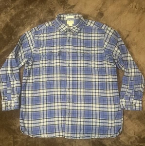 Vintage L.L. Bean Chamois Stoffhemd blau kariert Flanell XXL Tall Traditional Fit - Bild 1 von 15