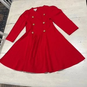 Rare Editions Girls Red dress Girls 10 Vintage Sailor Gold Buttons Union Made - Picture 1 of 18