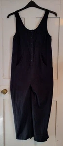Asos Design Cotton and Linen Black Jumpsuit with Pockets in Relaxed Size 6 - Picture 1 of 11