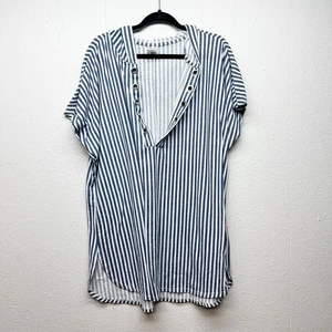 Time and Tru Tunika Damen 1X Kapuze gestreift Stretch leicht Lounge Freizeit - Bild 1 von 11