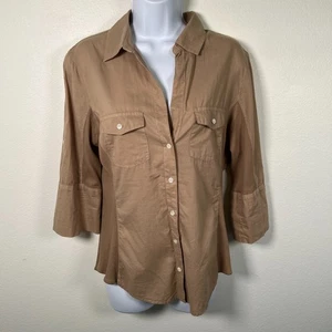 Camicia donna James Perse Standard con bottoni taglia 4 tasche a linguetta cotone marrone - Foto 1 di 12