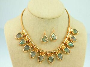 KENDRA SCOTT "Willow" Rose Gold Necklace & Earrings Set Crystal Gray Illusion