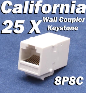 25 X pcs Lot CAT6 Inline RJ45 Keystone Wall Coupler Jack Adapter 8P8C White 6e - Picture 1 of 10