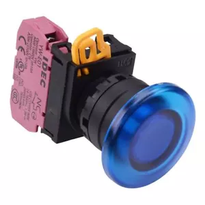 IDEC Blue 22mm Mushroom Maintained Push Button Switch NC IP65 YW1L-A4E01Q0S - Imagen 1 de 1