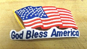 God Bless Amerika USA amerikanische Flagge gestickter Bügelbild Aufnäher *neu* 3,75 x 1,75 - Bild 1 von 1