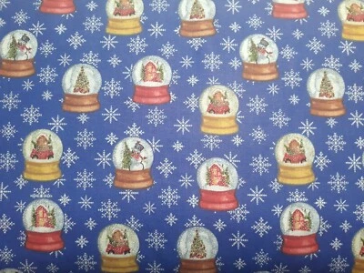 Globos de nieve de Navidad en azul marino, MDG tela de algodón de Navidad por el cuarto graso Foto 1 de 2